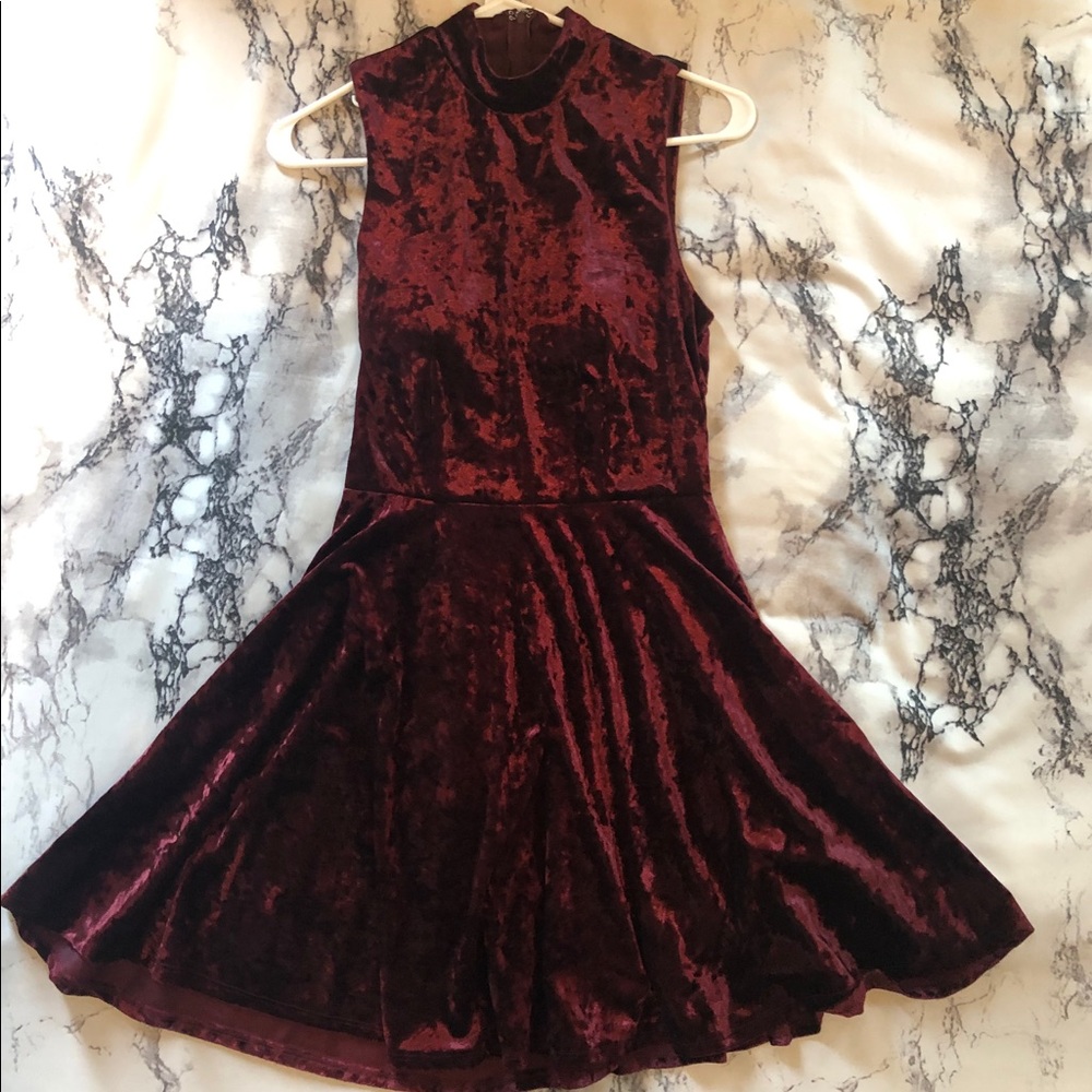 Maroon Velvet Homecoming Dress
